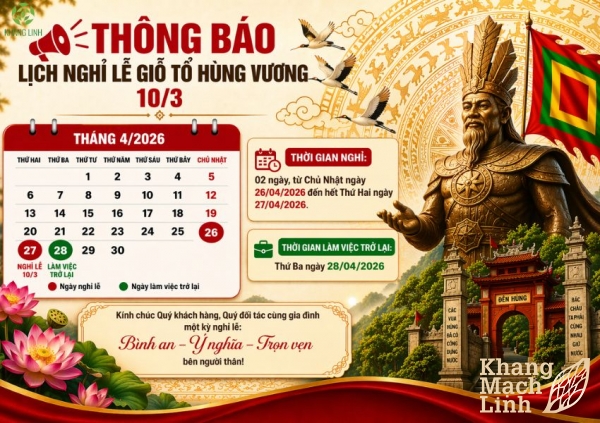 THÔNG BÁO LỊCH NGHỈ LỄ GIỖ TỔ HÙNG VƯƠNG (10/3 ÂM LỊCH)