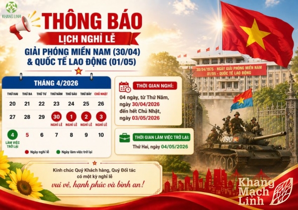 THÔNG BÁO LỊCH NGHỈ LỄ GIẢI PHÓNG MIỀN NAM (30/04) & QUỐC TẾ LAO ĐỘNG (01/05)